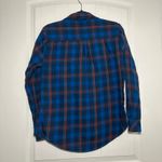 Vacate the Label | Flannel Button Up Shirt Blue Orange Plaid | Women's Small Photo 3