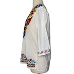 OMJA WORLD Mexican Embroidered Peasant Blouse Floral Ethnic Authentic Top Sz L White Size L Photo 7