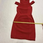 Parker Red Boomerang Knit Bodycon Cold Shoulder Dress Sz S Small $298 Poinsettia Photo 6