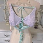 Victoria's Secret  Bikini Top Reversible Boho Lavender Aquamarine Tassels Photo 6