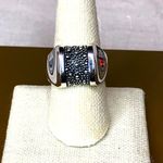 MICHAEL DAWKINS Sterling Silver Starry Night Oxidized Caviar Accent Ring Sz 8.75 Photo 13