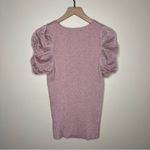 INC Stretch Ribbed Knit Pink Metallic Scoop Neck Short Sleeve‎ Puff Shoulder Top Size L Photo 7