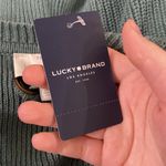 Lucky Brand  Back Lace Pullover Ribbed Knit Cotton Sweater in Sage Hue size S Photo 13