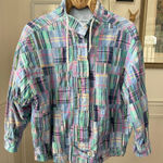 Vintage 80s David Brooks Madras Plaid Jacket Coastal Preppy Pastel 12 Pink Photo 0