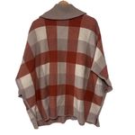 Tahari  Rust/Grey Oversized Full Zip Plaid Poncho Sweater Size L/XL Photo 1