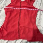 White House | Black Market  Coral Chiffon Sleeveless Blouse Women’s Small Lace Trim Photo 12