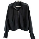 Free People  FP Movement Women's Large Black Stripe High Jump Full Zip Jacket Photo 0