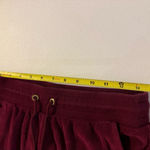 Bebe  Sport Burgundy Velour Jogger Pants Small Gold Logo Bling Bedazzled Cuffed Photo 2