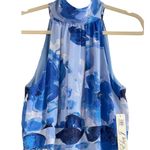 Eliza J Halter Neck Chiffon Maxi A Line Dress Gown Blue Floral Lined Size 10 NWT Photo 3