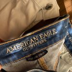American Eagle Outfitters White and Blue Skinny Jeans Photo 1
