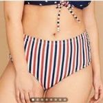 Cacique Striped High-Waisted Swim Bottoms By Size 26 Red/White/Blue Photo 1