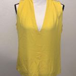 Rose + Olive Mustard Yellow Pleated V-Neck Sleeveless Dress Shirt Photo 0