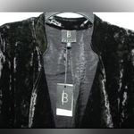 Bobeau | Black Velvet Open Front Long Sleeve Jacket Cardigan Photo 4