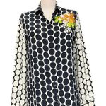 Etro Made in Italy 100% Silk Polka Dot Floral Embroidered Blouse Size 44/Medium Black Photo 0