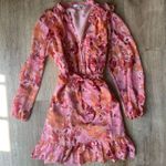LC Lauren Conrad  Pink Orange Floral Ruffle Belted Mini Dress Size S garden party Photo 0