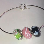 Elegant Pink, Green, and Black Glass Beaded Boho Dainty Bracelet Pink Photo 0