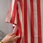 Atlantic Pacific x Lake Striped Collared Shirt Dress Large Coral White Poplin Red Photo 8