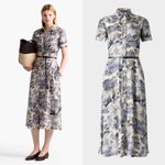 Altuzarra Kiera Short Sleeve Midi Silk Shirtdress Blue Size L Photo 9