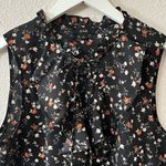 E & M  Floral Sleeveless Top Juniors Size L Keyhole Tassel Ruffle Blouse Multicolor Photo 3