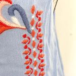 Parker  Womens Blouse Tank Top  Embroidered Floral Blue Sleeveless Boho Sz Large Photo 5