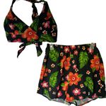 Vintage Y2K Pacific Connections Black Tropical Hawaii Hibiscus size medium Photo 0