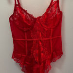 Pretty Little Thing NWT  Red Underwired Cage Detail Lace Bodysuit Photo 0