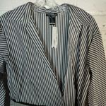 AQUA NWT Black White Long-Sleeve Mini Sheath Striped Shirt Dress Size M Photo 5