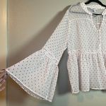 Libby Edelman Long Sleeve Blouse 2XL Ballet Pink Fairy Polka Dot Coquette Sheer Size 2X Photo 3