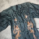 Vintage Post WWII Dragon Embroidered Sheer Silk Robe SIZE S Black Photo 1