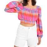 Sanctuary NWT Sunny Madras Colorful Plaid Women's Cropped Top - XS Photo 0