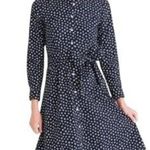 J.Crew Floral Print Long Sleeve Button Down Midi Shirt Dress Belted 0 Blue White Photo 10