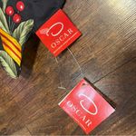 Oscar de la Renta  Black Silk Scarf with Cherry Floral Accents Photo 2