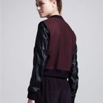 Theory Varsity Jacket Womens P Burgundy Dex Wool Leather Sleeves Academia Retro Photo 15