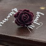 Oversized Vintage Bohemian Style Dark Plum Rose Adjustabke Ring Purple Photo 5