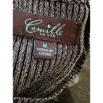 Camille La Vie Metallic Silver Top Mock Neck Cut Out Ribbed Knit Long Sleeve M Photo 2