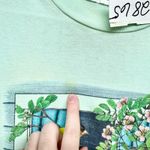 Vintage Blouse Women Chest 39" Medium Graphic Crewneck Short Sleeve Tee Shirt Green Photo 2