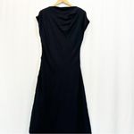 NWT YEON Hoshi Asymmetrical Hem Short Sleeve Boatneck Midi Dress in Black Size 10 Photo 4