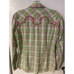 Ariat Brooke Fitted Pearl Snap Long Sleeve Lime Green And Pink Plaid Shirt W/emb Photo 10