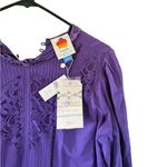 Farm Rio NEW  Anthropologie Dasha Purple Embroidered Crochet Mini Tunic Dress Photo 3