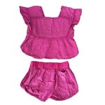 Anthropologie  Daily Practice Women’s Gauzy Hot Pink Top Shorts Lounge Set XS Photo 5