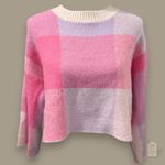 Jessica Simpson  Pink & Lavender Plaid Cropped Sweater Women’s XS Photo 0