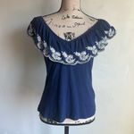 Moulinette Soeurs Anthropologie  Embroidered Nautical Navy Top Size Medium Photo 1