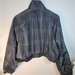 Wild Fable  Ladies Green Plaid Cropped Zip Up Windbreaker Jacket Long Sleeve Photo 1