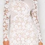 Hello Molly Long Sleeve White Lace Mini Dress Photo 0