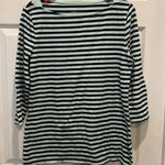 Merona  Navy Blue Mint Green Striped Boat‎ Neck Top Women's Size Large Photo 0