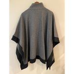 Jones New York  Poncho Top Cape One Size Gray Black Trim Wool Classic Mock Neck Photo 1