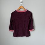 Boden Burgundy Floral Velvet Trim V Neck Tunic Top 3/4 Sleeve Size Women's 2 Purple Photo 1