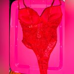 Elegant Red Lace Push Up Bodysuit Size M Photo 4