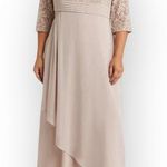 Alex Evenings  16 P Nude Beige Sequin Lace Empire Waist Gown Formal Needs Zipper Photo 0