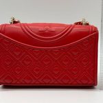 Tory Burch Red Leather Small Fleming Shoulder Bag Chain Crossbody Micro Bag Photo 7